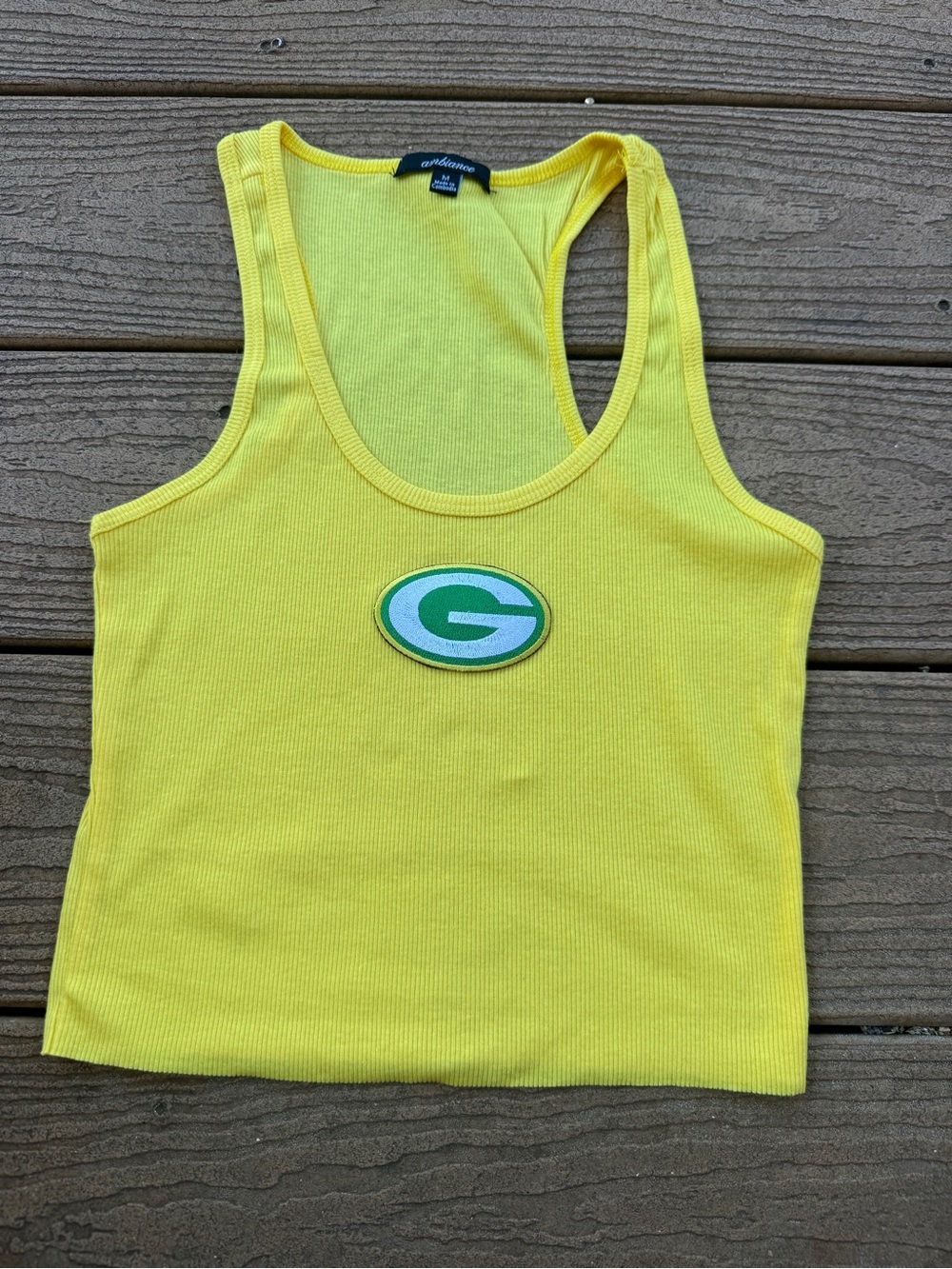 Green Bay Packers Yellow Ribbed Racerback Tank